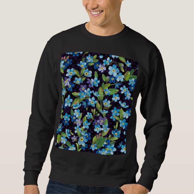 Elegance Forget-Me-Not Floral Pattern Sweatshirt (Front)