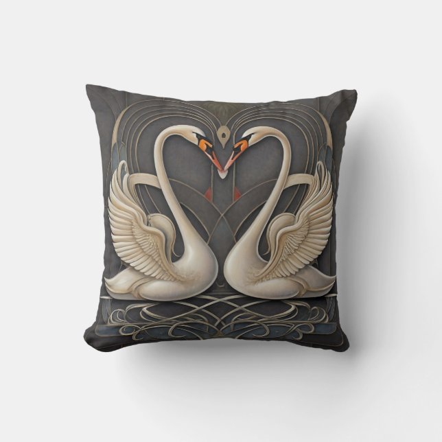 Élégance gracieuse : Oreiller à lancer de cygne (Recto)