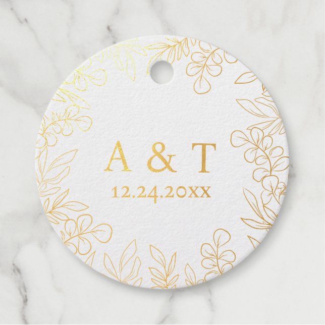 Elegance greenery Foil Favour Tag (Front)