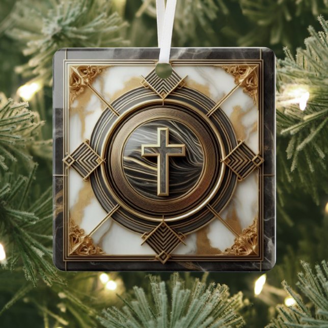 Elegance in Absolution Cross on Marble With Gilded Metal Ornament (Insitu)