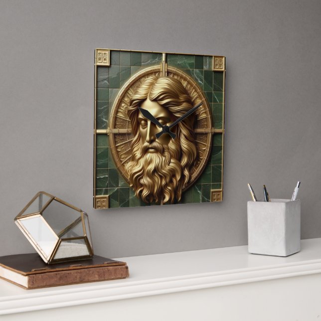 Elegance in Absolution Cross on Marble With Gilded Square Wall Clock (Office)