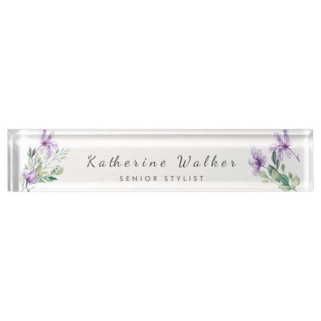 Elegance in Bloom" Personalized Acrylic Desk Nameplate (Front)