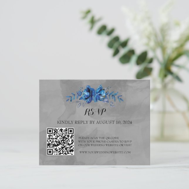 Elegance in Bloom: QR Code RSVP  Card (Standing Front)