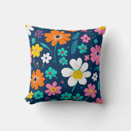 Elegance in Bloom - Vibrant Floral Throw Pillow