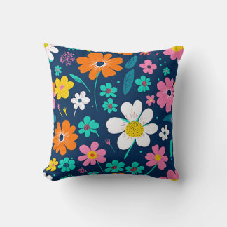 Elegance in Bloom - Vibrant Floral Throw Pillow
