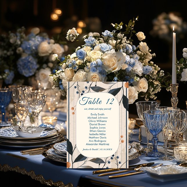 Elegance in Blue & Gold Modern Seating Card (Creator Uploaded)