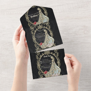 Elegance in gold and black. all in one invitation