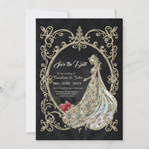 Elegance in gold and black. save the date