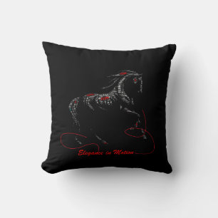 Elegance in Motion Horse Typography Throw Pillow
