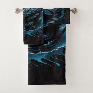 Elegance in motion, the black swan,  bath towel set