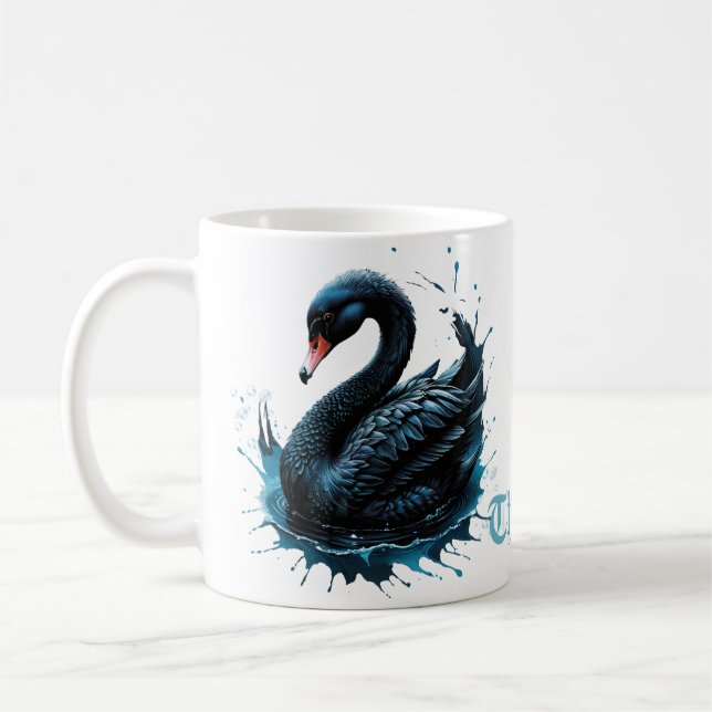 Elegance in motion, the black swan,  coffee mug (Left)