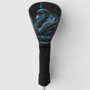 Elegance in motion, the black swan,  golf head cover