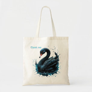 Elegance in motion, the black swan, tote bag
