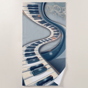 Elegance in piano keys and blossoms.  beach towel