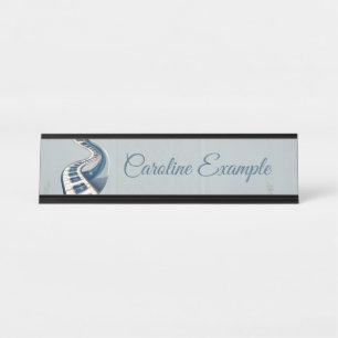 Elegance in piano keys and blossoms.  desk name plate