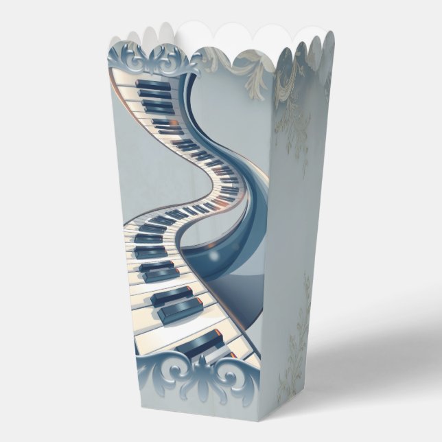 Elegance in piano keys and blossoms.  favor box (Front)