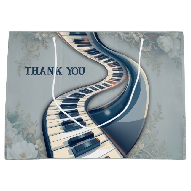 Elegance in piano keys and blossoms. large gift bag (Front)