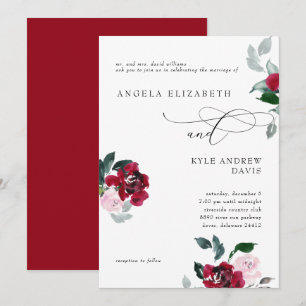 Elegance in Red Bride Parents Wedding Invitation