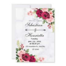 Elegance in Red:Floral Wedding Invitation