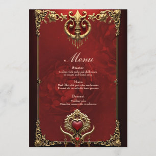 Elegance in red luster with an ornate heart.  menu