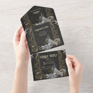 Elegance in silver and black. all in one invitation