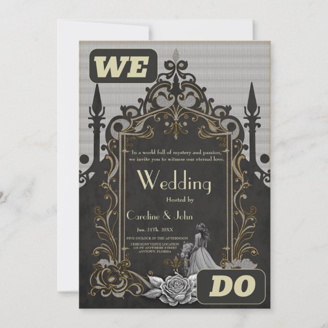 Elegance in silver and black.  invitation (Front)