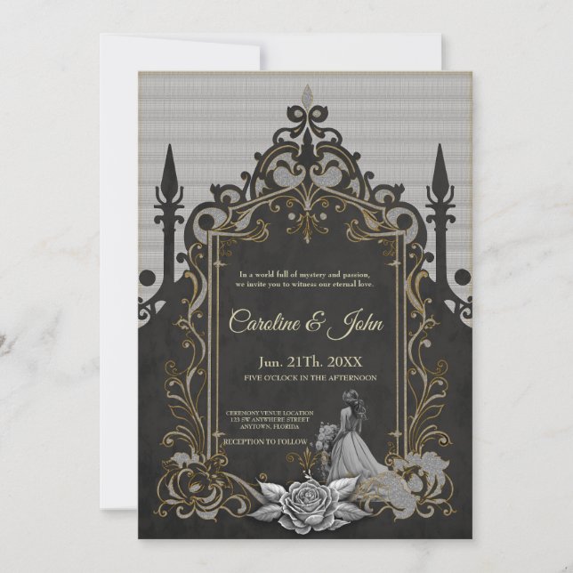 Elegance in silver and black.  invitation (Front)