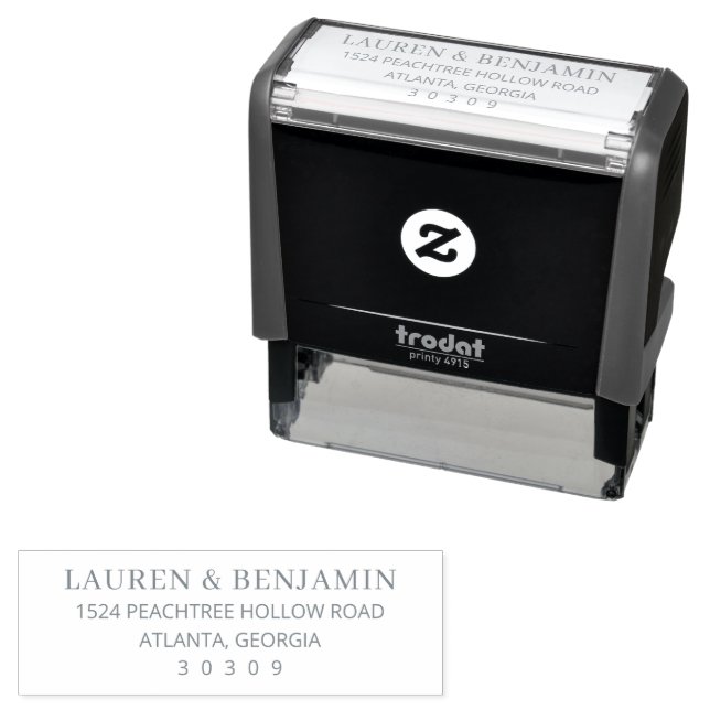 Elegance in Simplicity: Lauren & Benjamin Address  Self-inking Stamp (In Situ)