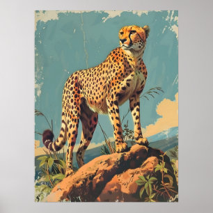 Elegance in Stripes: Vintage Cheetah Poster