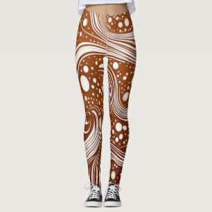 Élégance Intriquée : Dessin Blanc sur Leggings Mar