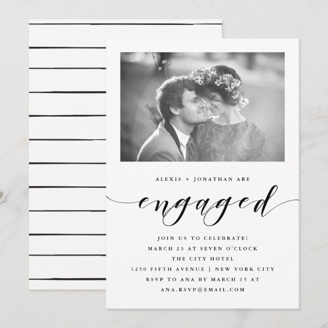Élégance | Invitation de la partie d'engagement av (Devant / Derrière)