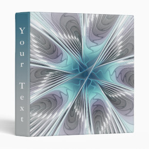 Elegance Modern Blue Grey White Art Flower Text Binder