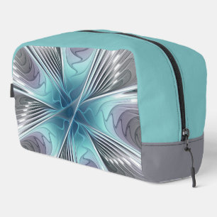 Elegance Modern Blue Grey White Fractal Art Flower Dopp Kit