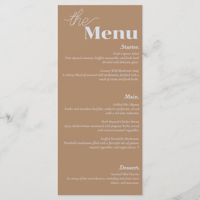 Elegance & Modern Flair Dusty Pink Wedding Menu (Back)