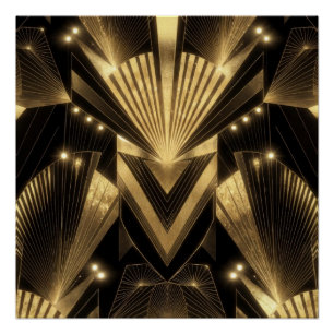 Élégance moderne au feuille d'or Néo Art déco 