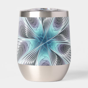 Elégance Moderne Bleu Gris Blanc Fractage Art Flow