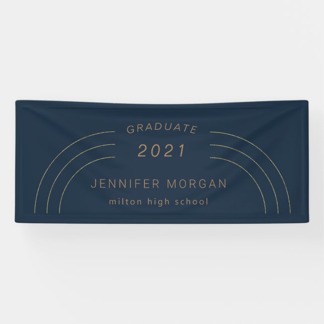 élégance moderne or graduation Nom Carte Bannière (Horizontal)
