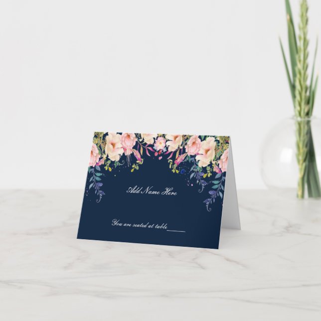 Elégance moderne rose Floral Table Carte Place (Devant)