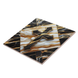 Elegance Monochrome Ceramic pattern Gilded Touches Tile