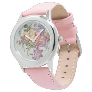 Élégance : Montre Florale Inspiré Porcelaine