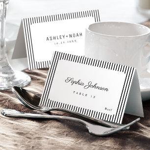 Élégance Noir & Blanc Carte de Table Pliable de Cl