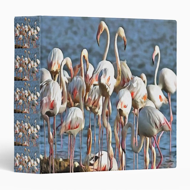 Elegance Of Artistic Pink Flamingos Binder (Front/Spine)