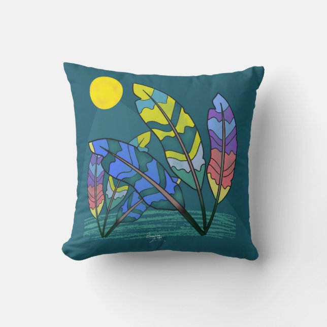 Elegance of feathers under the light of the moon throw pillow (Front)