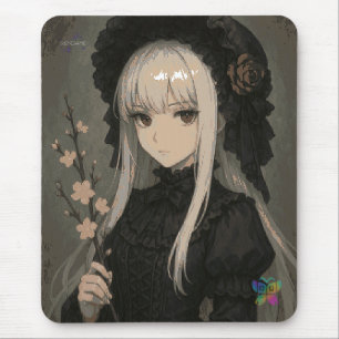 Elegance of the Midnight Blossom Maiden Mouse Pad