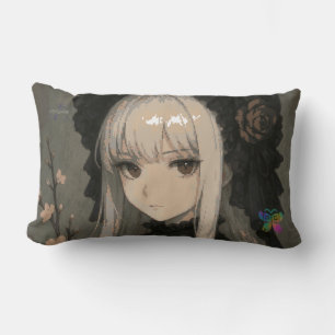 Elegance of the Midnight Blossom Maiden Mouse Pad Lumbar Pillow