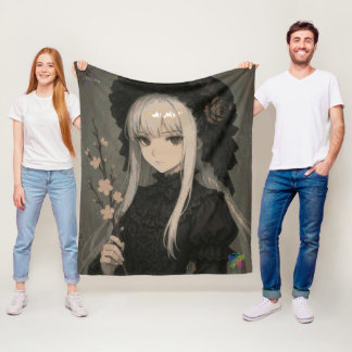 Elegance of the Midnight Blossom Maiden Standard Fleece Blanket