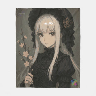 Elegance of the Midnight Blossom Maiden Standard Fleece Blanket