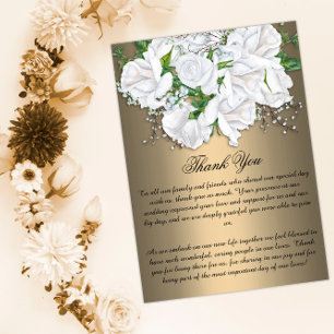 Elégance or et blanc Roses Mariage Merci