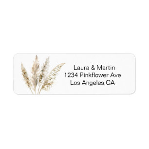 Elegance pampas aquarelle herbe Étiquette