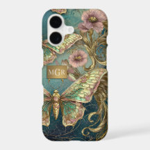 Élégance Papillon Doré - Floral Art Nouveau